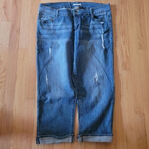 Blue Ankle Cropped Distressed Jeans